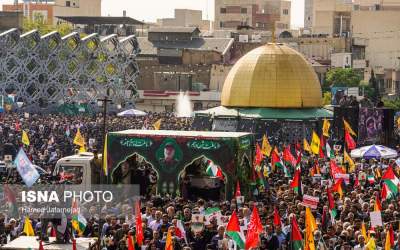 Iranians hold a massive funeral ceremony in Tehran for Major General Abbas Nilforoushan.