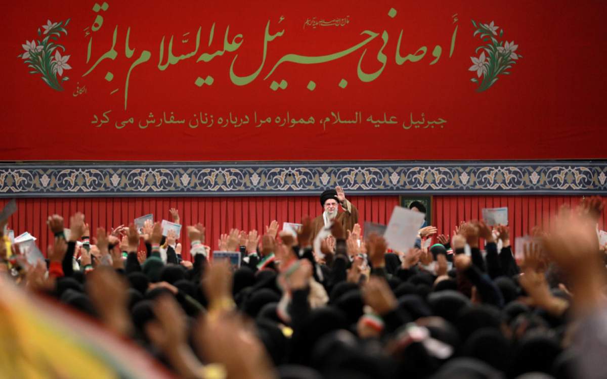 Leader of the Islamic Revolution Ayatollah Seyyed Ali Khamenei meets with a group of women from different walks of life in the Iranian capital of Tehran on December 17, 2024.