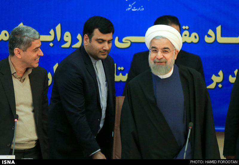 Iran's president Rouhani attends a conference on Resistance Economy on February 23, in Tehran.